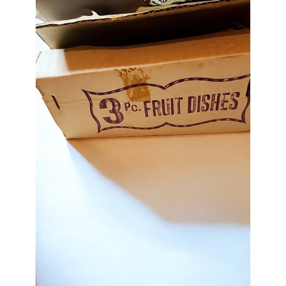 NOS Vintage 1950s Royalton China Japan "Island Gold" 3pc Berry Bowl Set Original - Picture 6 of 8